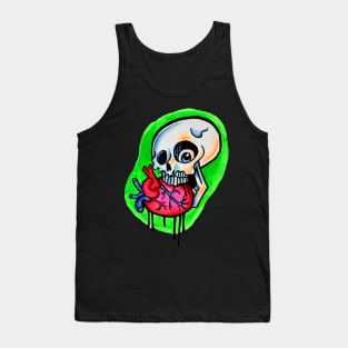 Skull biting a heart Tank Top